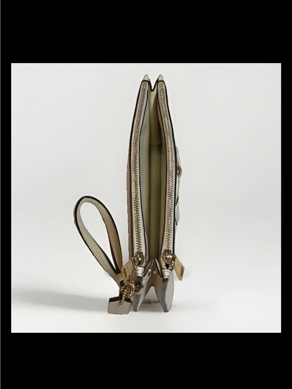 Coach Crosby Clutch with Bow, Chalk Pebbled Leather, Brass Zippers, 2015